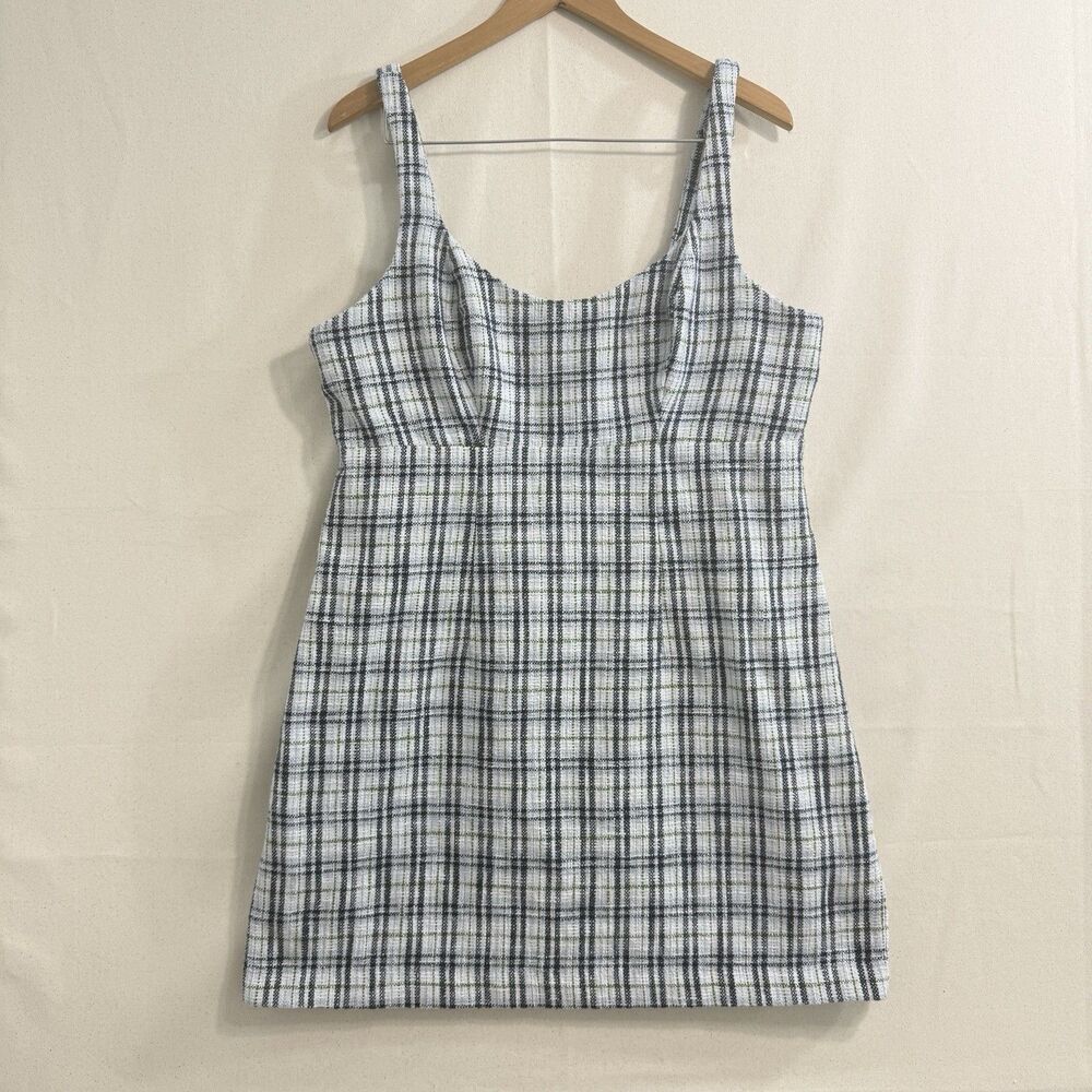 Abercrombie & Fitch Tweed Slip Mini Dress XLT Plaid Thigh Split Preppy